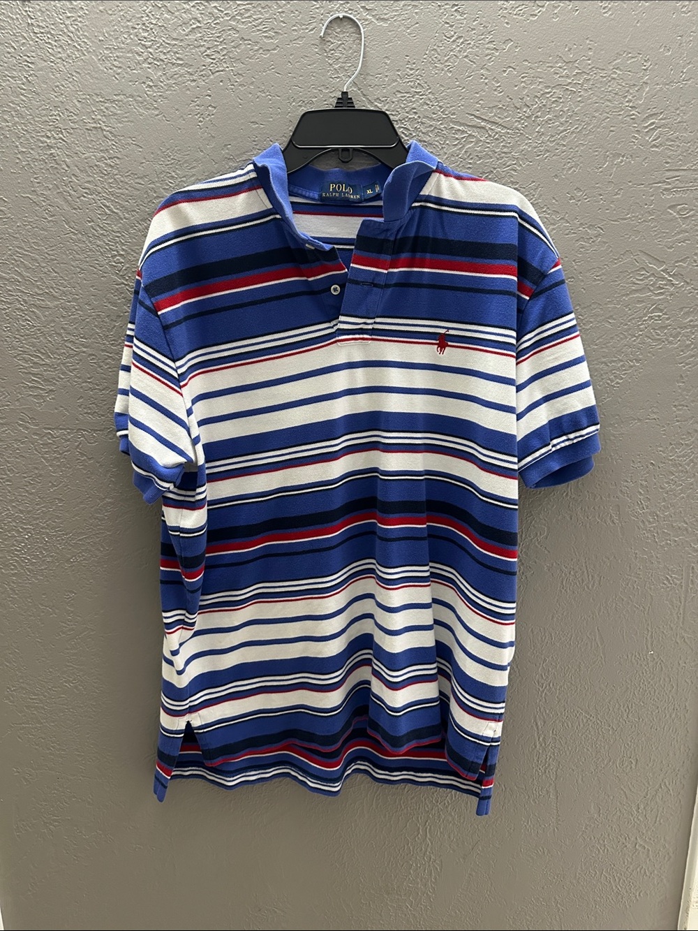 Polo by Ralph Lauren Blue, White & Red Striped Polo Shirt